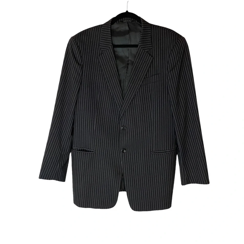 Armani Collezioni Black Striped Blazer Suit Jacket‎ 42